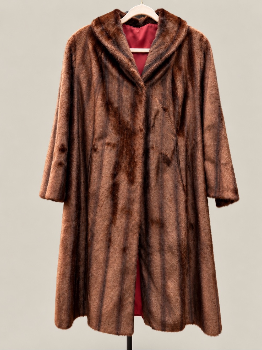 Vintage GLMA Ranch Mink Full Length Swing Coat Mahogany Brown Sz 8